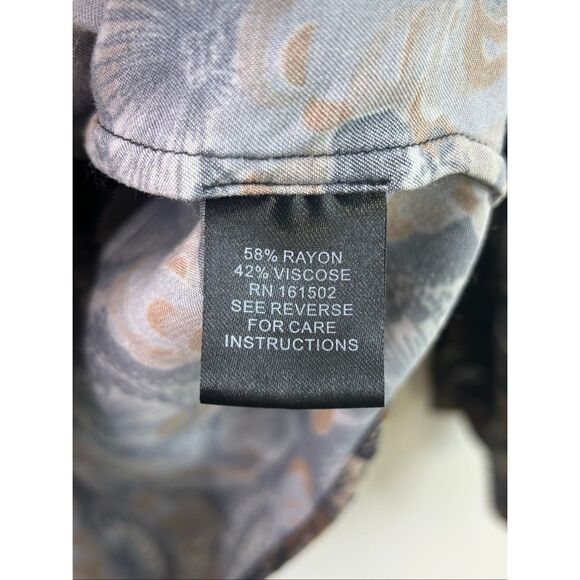 J. Peterman Womens Button Up Shirt M Brown Abstract Floral Old Money Long Sleeve - Picture 5 of 10